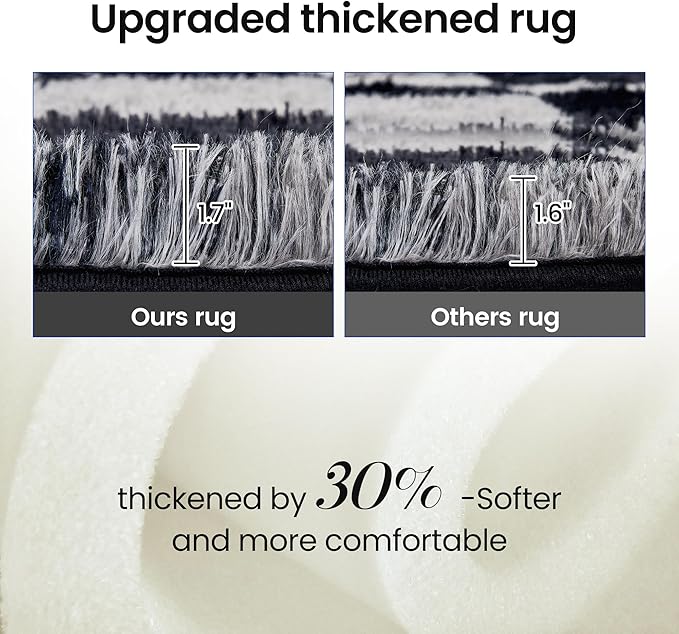 Super Soft Rug for Bedroom, 4x6 Ft Grey and Black Area Rug Classic Checkered Shaggy Rug Anti-Skid High Pile Soft Fluffy Fuzzy Carpet for Living Room Bedroom Kids Room Nursery, Dorm Home Decor