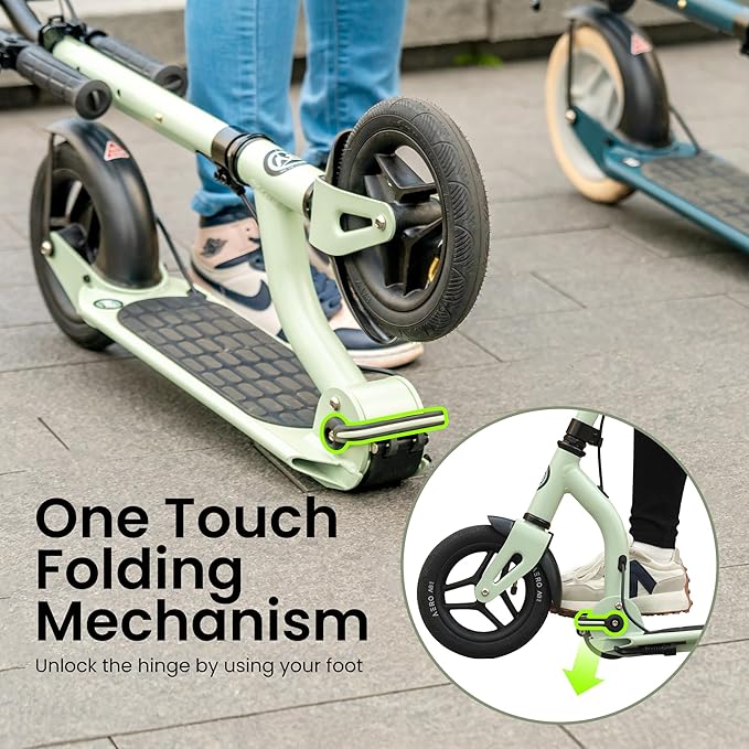 Aero Big Wheels Kick Scooter for Kids 6+, Teens & Adults | Light Up Wheels, Hand Brake, Rubber Deck Mat & Shock Absorption | Foldable & Height Adjustable