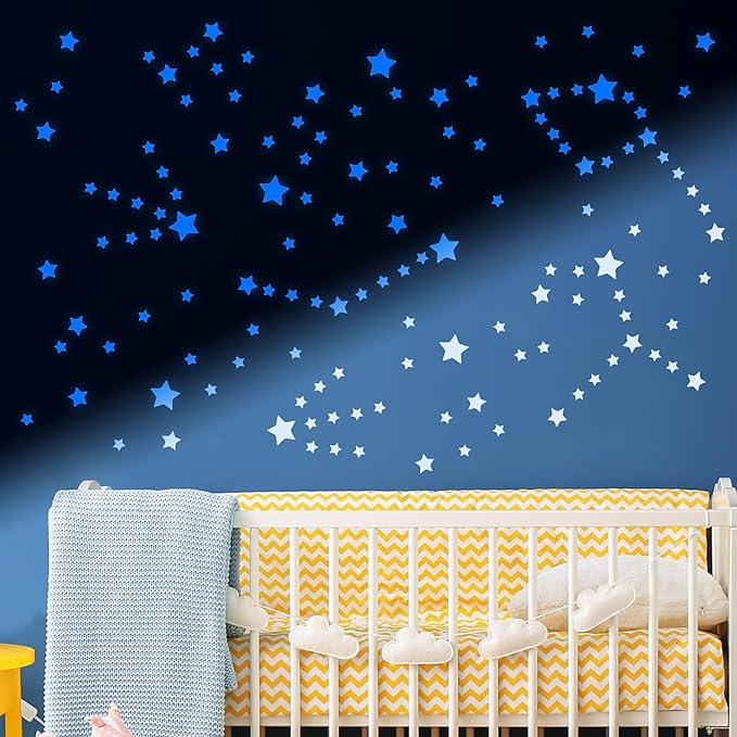 Glow in The Dark Stars for Ceiling, Luminous Wall Sticker, Kids Bedroom Wall Decal, Sticky Fluorescence Star, Gift for Boys and Girls (Blue)