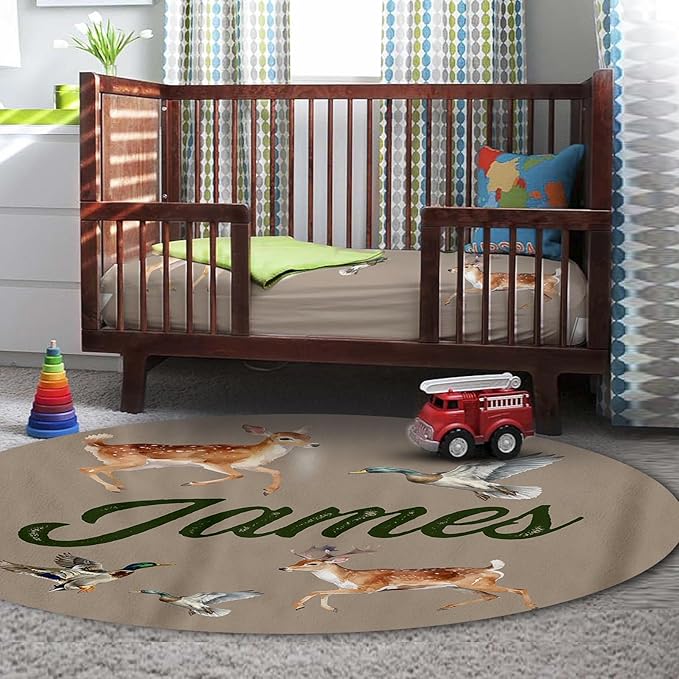 Personalized Baby Crib Bedding Set, 5-Piece Multi-grid Pattern Baby Crib Sets with Custom Name, Toddler Double Layer Blanket Fitted Sheets Changing Pad Cover Rug Wall Art Set, Charming Nursery Decor