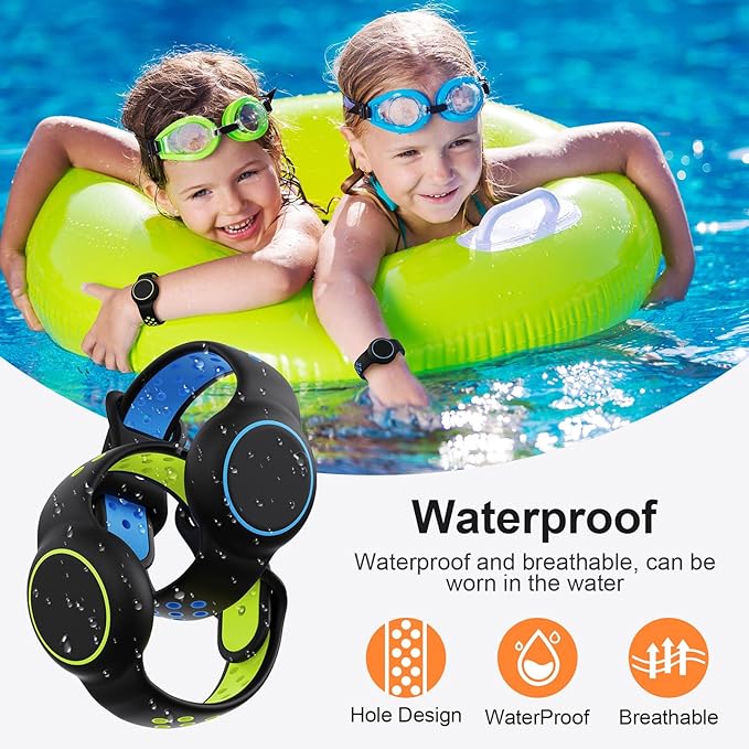 Waterproof Bracelet Compatible with AirTag for Kids (2 Pack), Protective Case GPS Tracker Holder for Child with Full Coverage Hidden Design, Soft Silicone Anti-Lost Wristband Cover for Toddler BBBY