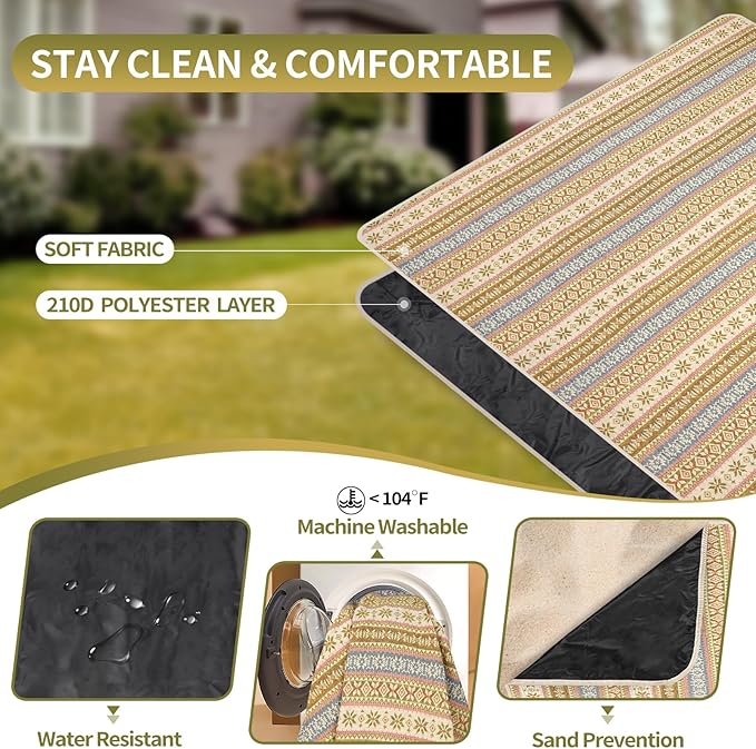 Picnic Blankets Outdoor Extra Large-Waterproof Picnic Blanket with Shoulder Carry Strap | Machine Washable Picnic Mat with Sandproof Backing for Park , Grass, Camping, Hiking, Concerts (Yellow)