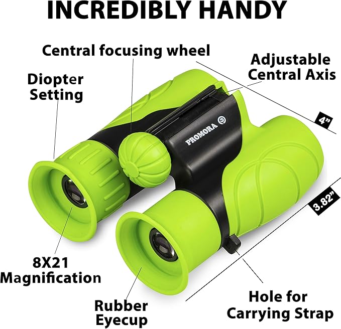 Promora Binoculars for Kids, Set with Magnifying Glass & Compass Purple - Perfect Toy for Little Boys and Girls, Kids Binoculars for 3-12 Years Boys and Girls Present for Toddler