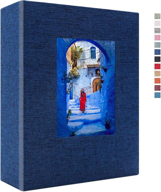 Vienrose Photo Album 4x6 100 Pages Photos Linen Cover Picture Book with Front Window for Baby Wedding Children