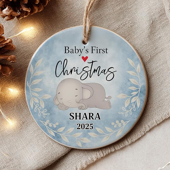 Personalized Baby First Christmas Ornament 2025 - Custom New Babies Ornament - Sweet Gift for New Parents - Baby Xmas Decoration - Christmas, Birthday Gift for Babies, Boy, Girls, Mom, Dad