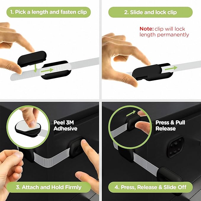 Baby Proofing Child Safety Locks (16 Pack) by Skyla Homes - The Safest, Quickest and Easiest 3M Adhesive Cabinet Latches, No Screws & Magnets, Multi-Purpose for Furniture, Kitchen, Ovens, Toilet Seats