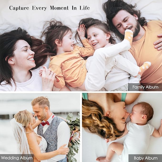 Spbapr Large Photo Album Self Adhesive 60 Pages Linen cover DIY Magnetic Scrapbook album with A Metal Pen Hold 3x5 4x6 5x7 6x8 8x10 Pictures