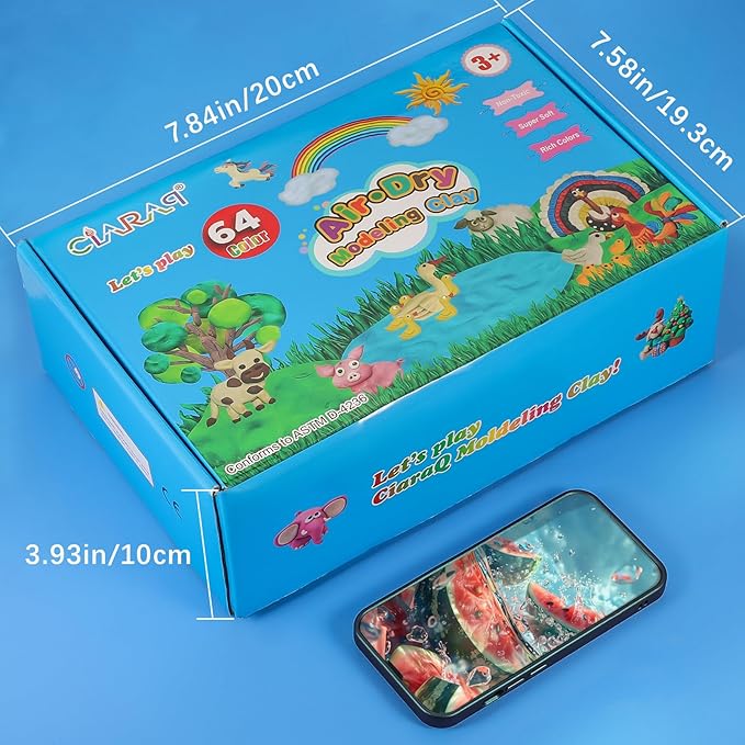 CiaraQ Modeling Clay Kit - 64 Colors Air Dry Clay with Sculpting Tools, Ideal for Crafting, DIY Projects. Easter/Halloween/Christmas Gifts.