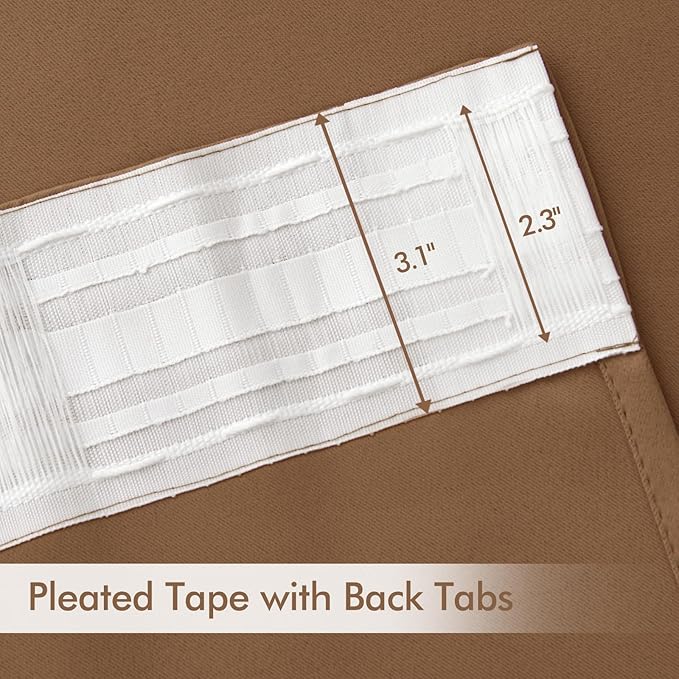MIULEE Back Tab Blackout Curtains 96 Inch Long 2 Panels Set for Living Room Bedroom, Rod Pocket/Pinch Pleated Long Thermal Insulated Room Darkening Floor to Ceiling Drapes, W52xL96, Cappuccino Brown