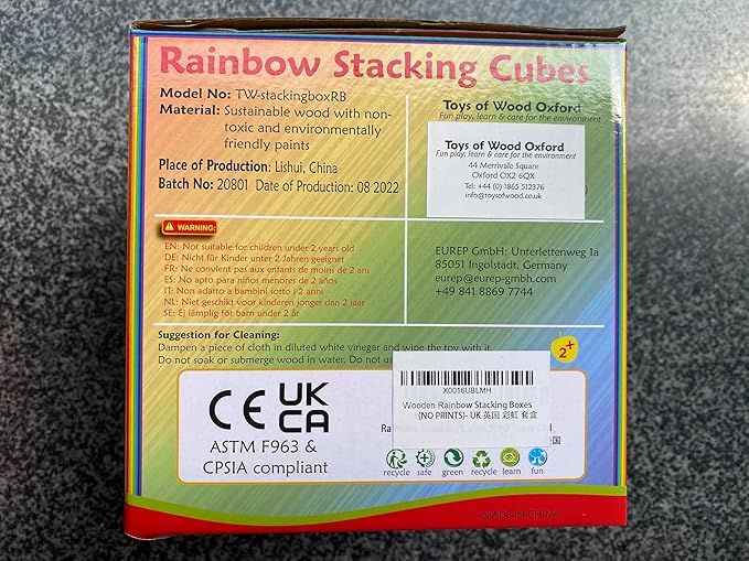 TOWO Wooden Stacking Boxes Rainbow Colours-Nesting and Sorting Cups Blocks for Toddlers-Stacking Cubes Educational Learning Toys for 2 Years Old Montessori Materials