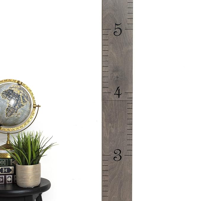 Wooden Growth Chart for Wall - Height Growth Chart for Kids, Kid Height Wall Chart, Height Measurement for Wall, Height Chart for Kids - Love Grows Here, Skinny Grey (63""x5.75"")