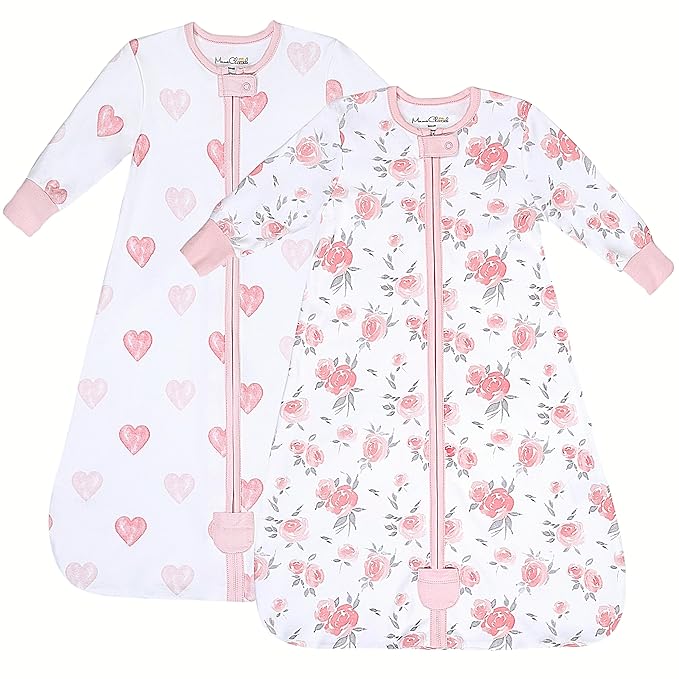 Mama Cheetah Baby Sleep Sack with Sleeves, 0.5 TOG Organic Cotton Wearable Blanket and Two-Way Zipper, Swaddle Transition Long Sleeve Sleeping Bag for Newborn Infant Toddler, 0-6 Months