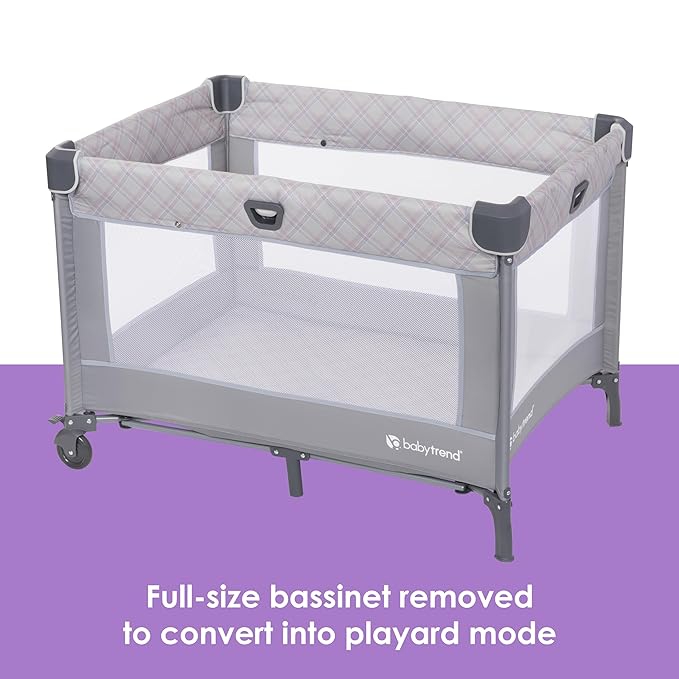 Baby Trend Lullaby Nursery Suite EZ-Fold Playard with Portable Rocking Lounger, Madrid Plaid