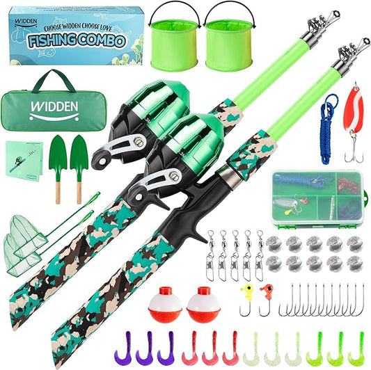 Kids Fishing Pole, Portable Telescopic Kids Fishing Poles for Boys and Girls, Fishing Rod and Reel Combo Kit with Tackle Box, and Fishing Net, Best Fishing Pole for Toddler Youth