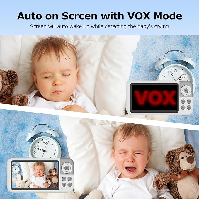 5'' Video Baby Monitor with Camera and Audio,36-Hrs Battery Life,HD Camera Remote Pan Tilt 3X Zoom,Long Range Baby Monitor No WiFi,Night Vision,Portable,2-Way Talk,VOX-Saving Power IPS Screen