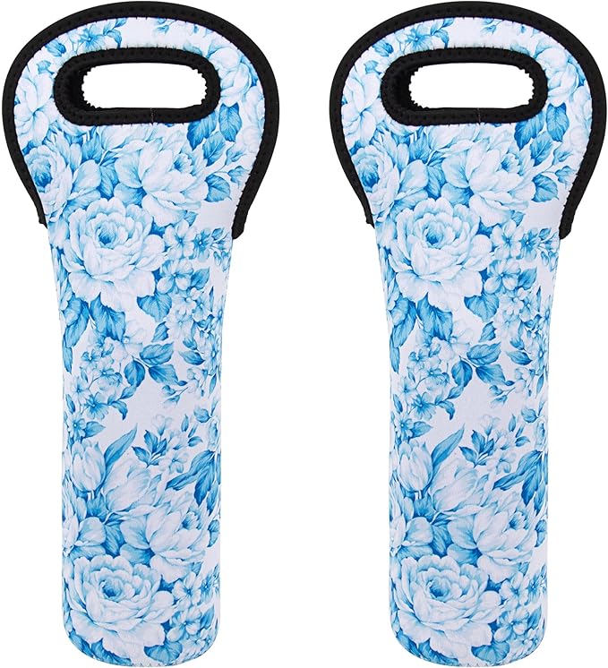 Wine Bag, Wine Carrier Tote Bag, Wine Bottle Protector, Insulated Neoprene Hand Bag, Wine Bags for Wine Bottles Gifts, Wine Bottle Holder for Travel with Secure Carry Handle (2 Pack)
