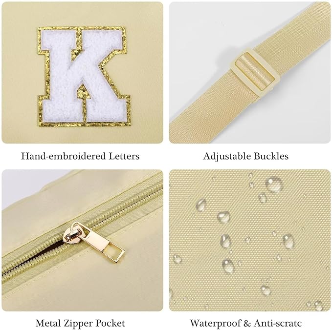 YOOLIFE Initial Belt Bag - Crossbody Fanny Pack for Women - Khaki Monogrammed Everywhere Bag