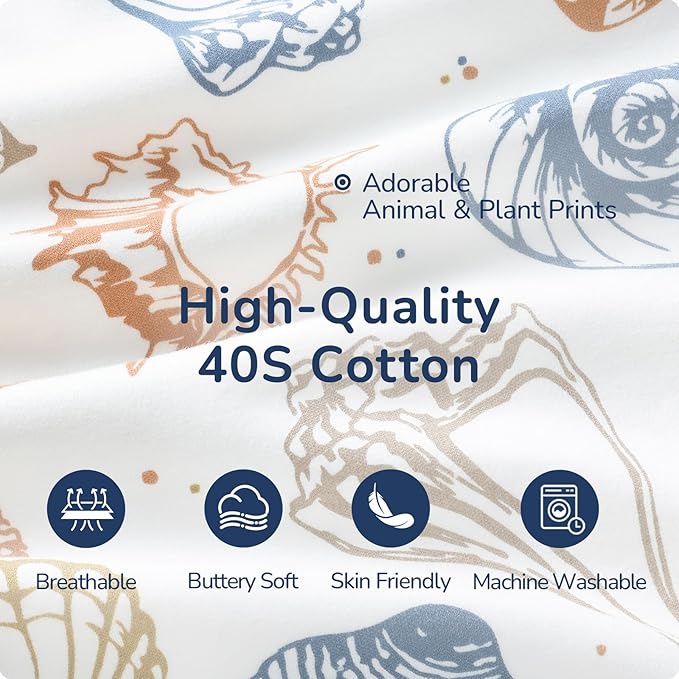 Baby Sleep Sack 3-6 Months, Cotton Detachable Long Sleeve Sleep Sack, 2.5 Tog Toddler Sleeping Sack with Temperature Strips, 2-Way Zipper Wearable Blankets for Newborns, Ocean