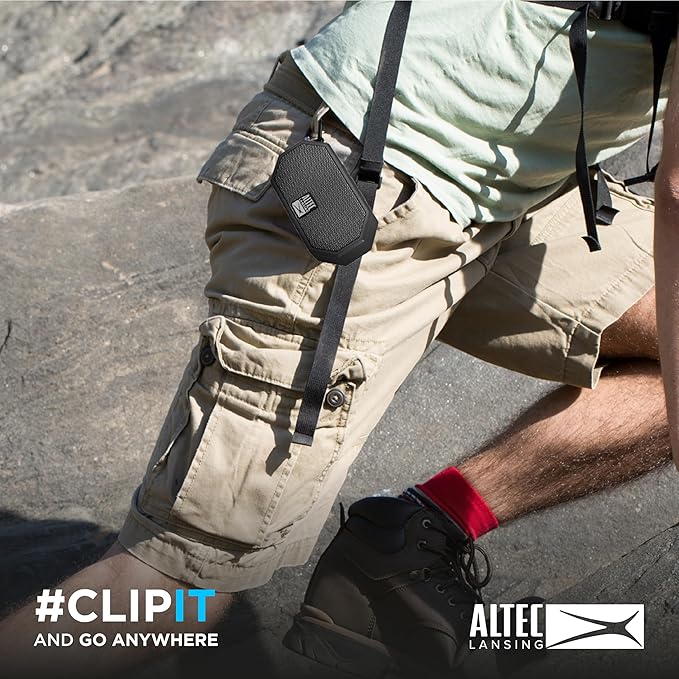 Altec Lansing Mini H2O - Waterproof Bluetooth Speaker, IP67 Certified & Floats in Water, Compact & Portable Speaker for Hiking, Camping, Pool, and Beach,Black