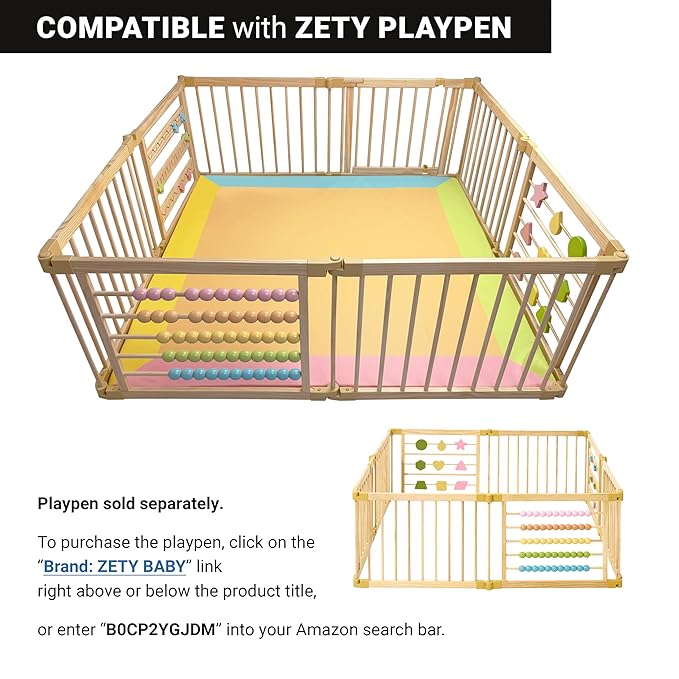 Zety Compatible Baby Play Mat - PU Leather Baby Playpen Mat - Waterproof Baby Play Mats for Floor - 1.5" Thick High Density Foam Play Mat (Colored, 8-Panel) (Colored, 8-Panel)