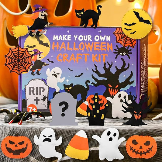 CiyvoLyeen Halloween Craft Kit Kids DIY Crafting and Sewing Set HalloweenStuffed Animal Felt Plushie for Girls and Boys Educational Beginners Sewing Set Sewing Kits for Kids Age 8 9 10 11 12