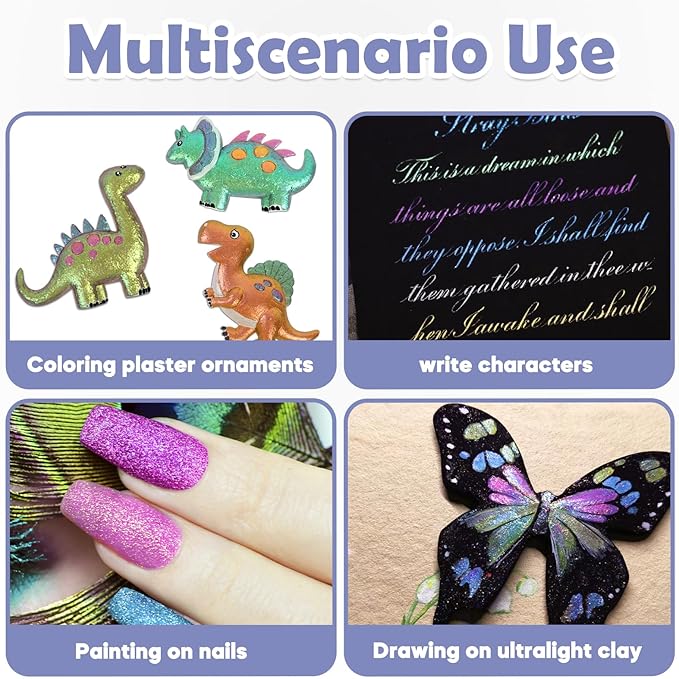 Watercolor Paint Set, 18 Colors Glitter Watercolor Paint Kit (12 Metallic & 6 Chameleon), Portable Travel Set with Water Brush Pen, Pencil, Eraser, Paper - Ideal for Drawing and Art Supplies, Adults, Beginners