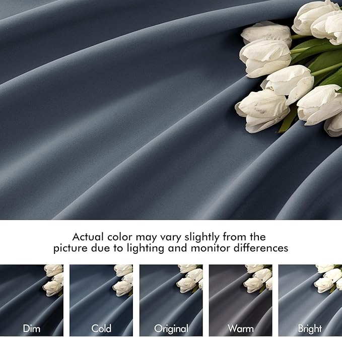 MIULEE Stone Blue Back Tab Blackout Curtains 120 Inch Long 2 Panels Set for Bedroom, Rod Pocket/Pinch Pleated Extra Long Thermal Insulated Living Room Darkening Light Blocking 10FT Drapes