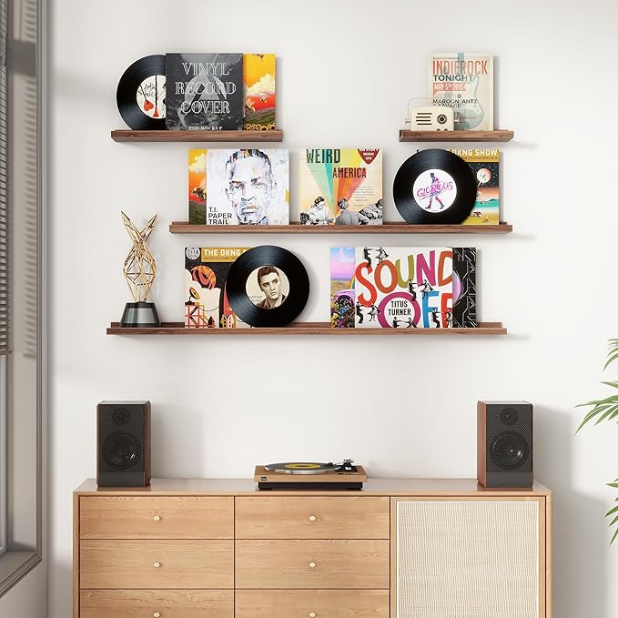 Floating Picture Ledge Shelves for Wall Set of 8, 16 Inch Wall Shelves with Lip Long Large Nursery Book Shelf for Toys Storage Kids Bookshelf Wall Mounted Living Room Bedroom Decor Frames