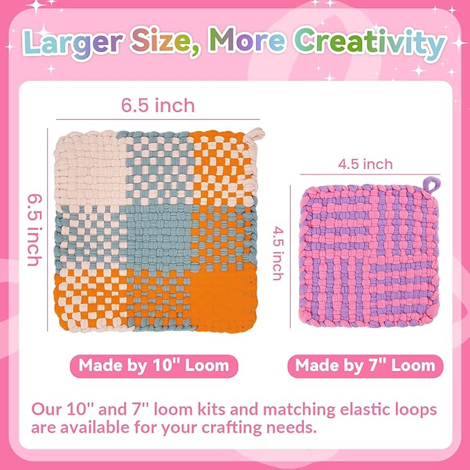 Pro 10 Inch Potholder Loom Kit for Kids & Beginners, Large Weaving Loom Crafts for Girls Age 6-12 Year Old & Adults, Gift Ideas for Birthday & Christmas, 112 Delicate Loops to Make 2 Pot Holders