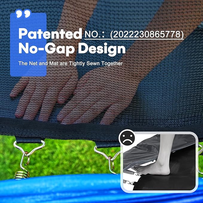 Zupapa 1500LBS Weight Capacity No-Gap Design Kids Trampoline 16FT 15FT 14FT 12FT 10FT Outdoor Safety Enclosure Trampolines with Non-Slip Ladder for Children, Adults & Family Backyard Fun