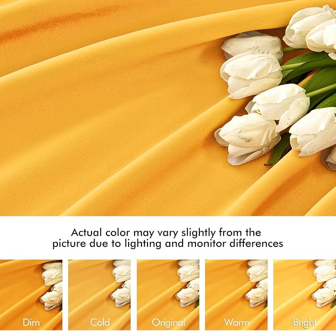 MIULEE Yellow Back Tab Blackout Curtains 102 Inch Long 2 Panels Set for Bedroom, Rod Pocket/Pinch Pleated Thermal Insulated Living Room Darkening Light Blocking Floor to Ceiling Drapes