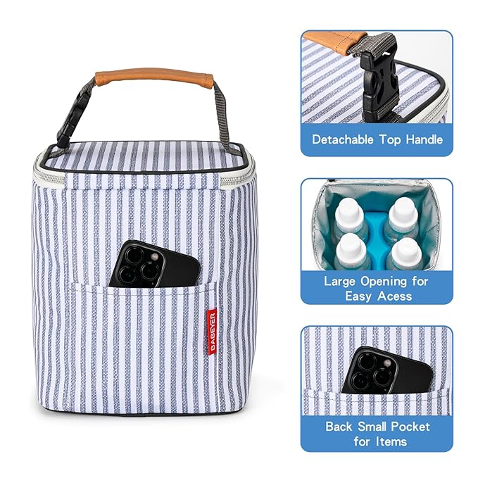 Breast Milk Cooler Bag with Ice Pack Fits 4 Baby Bottles Up to 9 Ounce, Baby Bottle Tote Bag Great for Nursing Mom Daycare