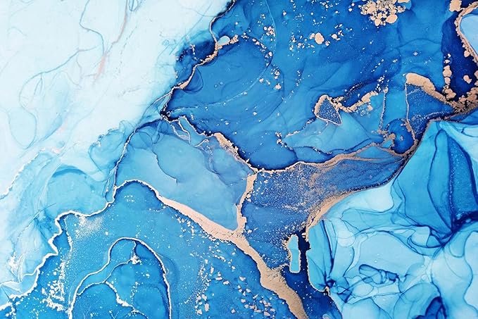 Blue Marble Wallpaper Abstract Gold Art Mural Wallpaper for Living Room Bedroom Dining Room Basement(Not Self-Adhesive)