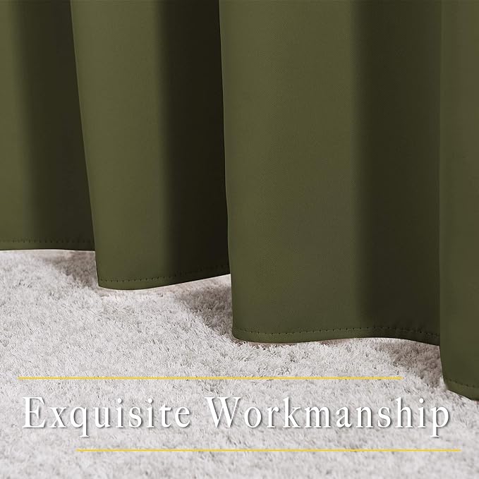 NICETOWN Room Darkening 118 inch Long Curtains, Grommet Thermal Drapes Weighted Room Divider Wide Window Treatments for Living Room, W66 x L118, Olive, 2 Panels