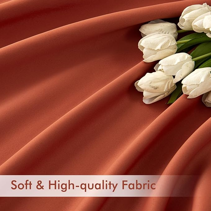 MIULEE Back Tab Burnt Orange Blackout Curtains 90 Inch Long 2 Panels Set for Living Room Bedroom, Fall Terracotta Rod Pocket/Pinch Pleated Thermal Insulated Room Darkening Light Blocking Curtains