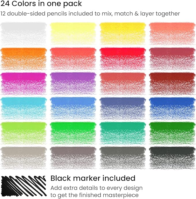 ARTEZA Kids Coloring Book and Colored Pencils Set, Transportation Illustrations, 50 Double-Sided Sheets, 100lb Paper