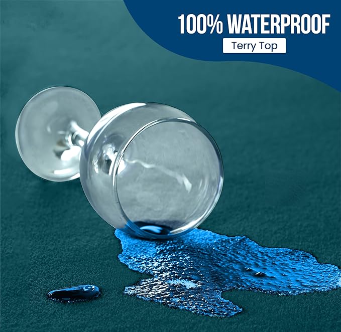 Utopia Bedding Waterproof Mattress Protector Queen Size, Premium Terry Mattress Cover 200 GSM, Breathable, Fitted Style with Stretchable Pockets (Teal)