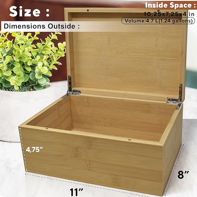 Personalized Love Box for Memories - Engraved Keepsake Box w/ Couples Names, Anniversary Wedding Gift for Couple, Bamboo Wood Decorative Chest, Custom Memory Storage, Hidden Message, 11 x 8 x 4.75 in