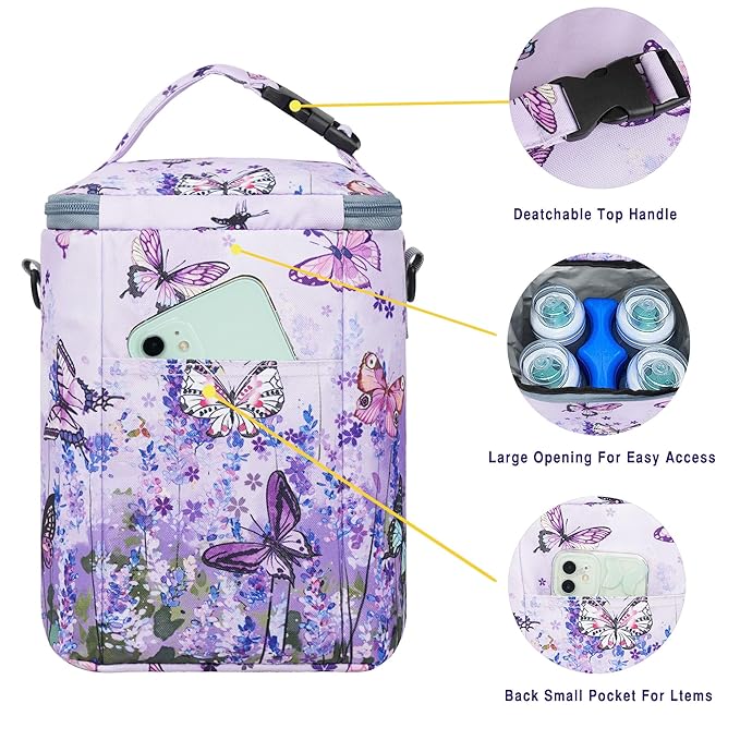 Breastmilk Bag with Ice Pack Fits 4 Bottles Up To 9 Ounce Insulated Breast Milk Cooler on the Go with Strap Baby Bottle Cooler Bag for Nursing Mom Daycare or Travel
