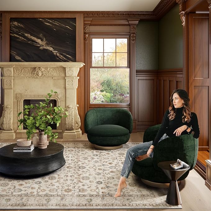 Washable Area Rugs for Living Room: 8x10 Bedroom Rug Boho Vintage Area Rug Stain Resistant Non Slip Low Pile Lightweight Soft Carpets for Dining Room Kitchen Nursery Kids Room Playroom Home Office