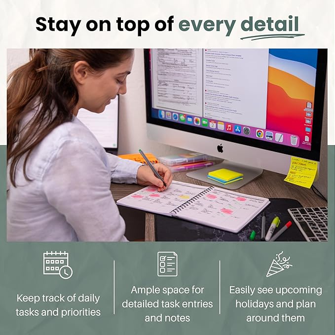 Undated Monthly Planner 2025-2026 - 18 Month Calendar Planner Book for School, Office and Home - Hardcover Blank Planners for Goals, Tasks and Dates - B5 Beige