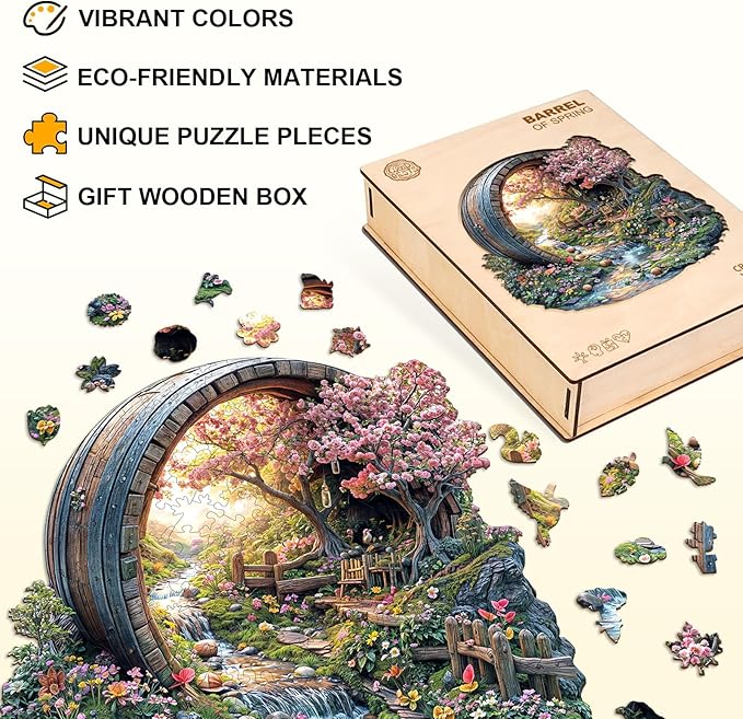 Wooden Puzzles for Adults, Spring Flower Wooden Jigsaw Puzzle for Adults, 280 Piece Unique Animal Shape Wood Puzzles Adult, Birthday Party Gifts for Friends & Family Game Home Decor (L-13.4 * 13.1in)