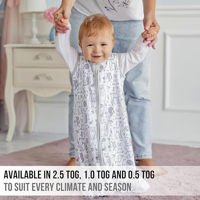 Mama Cheetah Baby Sleep Sack 2.5 TOG, Winter Baby Sleeping Bag with 2-Way Zipper, Organic Cotton Swaddle Transition Wearable Blanket for Boy Girl Infant Toddler, 6-12 Months, 1-Pack