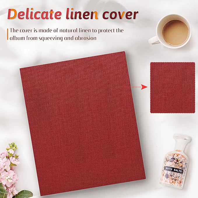 Popotop Photo Album 4x6 100 Pockets for Wedding Gifts,Linen Hardcover Picture Albums for Family Anniversary Baby Vacation Pictures