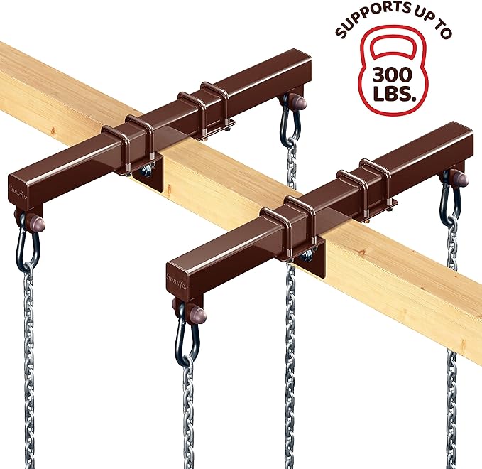 Swurfer Swingset Conversion Bracket - No Tree, No Problem, Convert Your Swingset to a Swurfset, Heavy Duty Horse Glider Bracket for Swing Set Attachment (Brown (2 Pack))