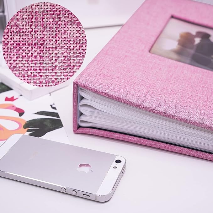 Vienrose Linen Photo Album 420 Pockets for 4x6 Photos Fabric Cover Photo Books Slip-in Picture Albums for Wedding Baby Vacation