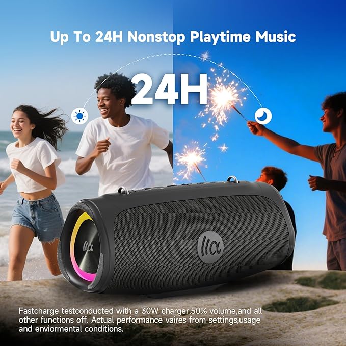 Portable Loud Bluetooth Speaker, 60W Large Subwoofer Wireless Bluetooth 5.3 with Powerbank USB Charge Out,Waterproof IPX7,Rugged Outdoor Boombox for Party,Beach,Golf Life,Pool, Shower,Bike Use