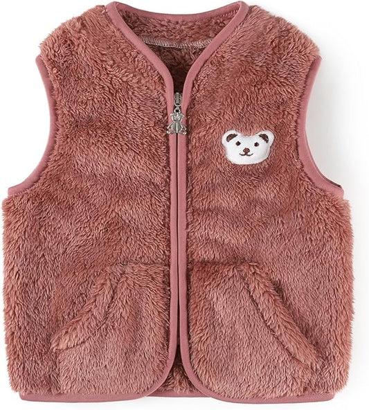 Baby Boys Girls Fleece Vest Zip Up Cute Bear Jackets Fuzzy Fall Winter Warm Clothes Newborn Outwear for Toddler Infant