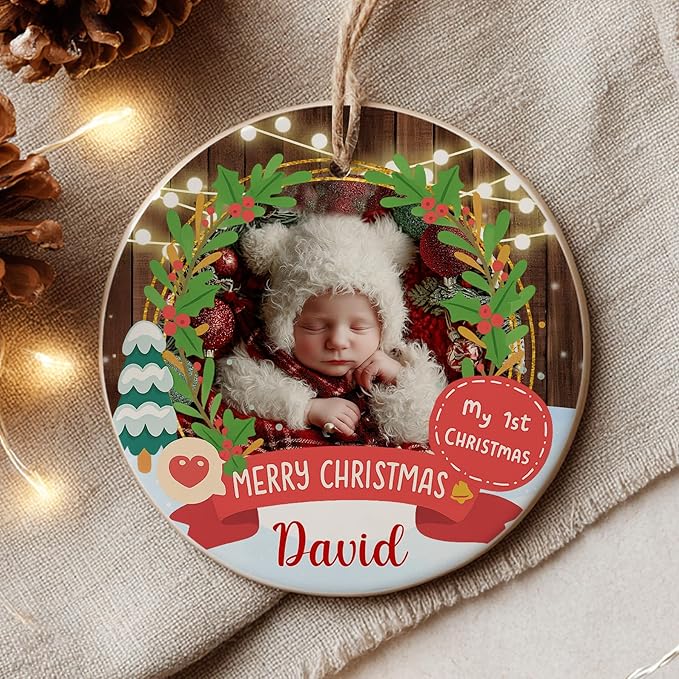 Personalized Baby First Christmas Ornament 2025 - Custom Ornament for New Babies, Boys, Girls - Sweet New Parents Keepsake - Christmas, Birthday Gift for Couples, Family, Welcoming Newborn