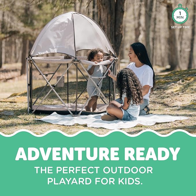 Baby Delight Go with Me Eclipse Deluxe Portable Playard | Playpen | Sun Canopy | Indoor and Outdoor | Ultra Padded Nylon Floor | Sandstone
